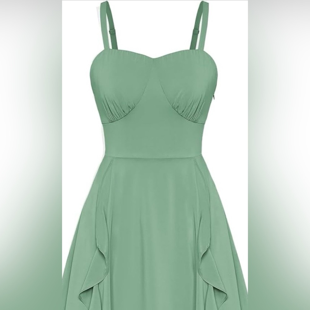 Sage Green Sleeveless Fit-and-Flare Dress